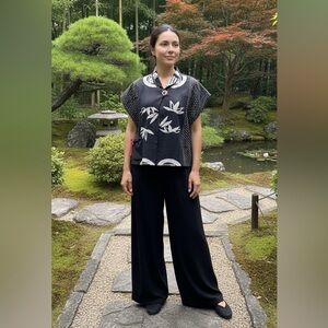 HAND CRAFTED Art To Wear Lagenlook Asian‎ Cotton Kimono Jacket Topper L